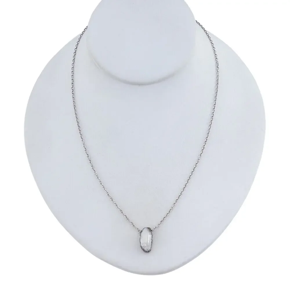 Vintage Sterling Silver 925 Mabe Pearl Necklace 16-18